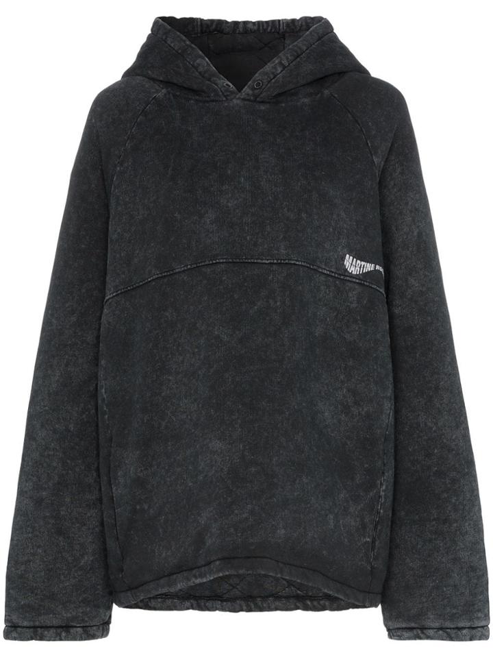 Martine Rose Acid Wash Hooded Cotton Jumper - Black