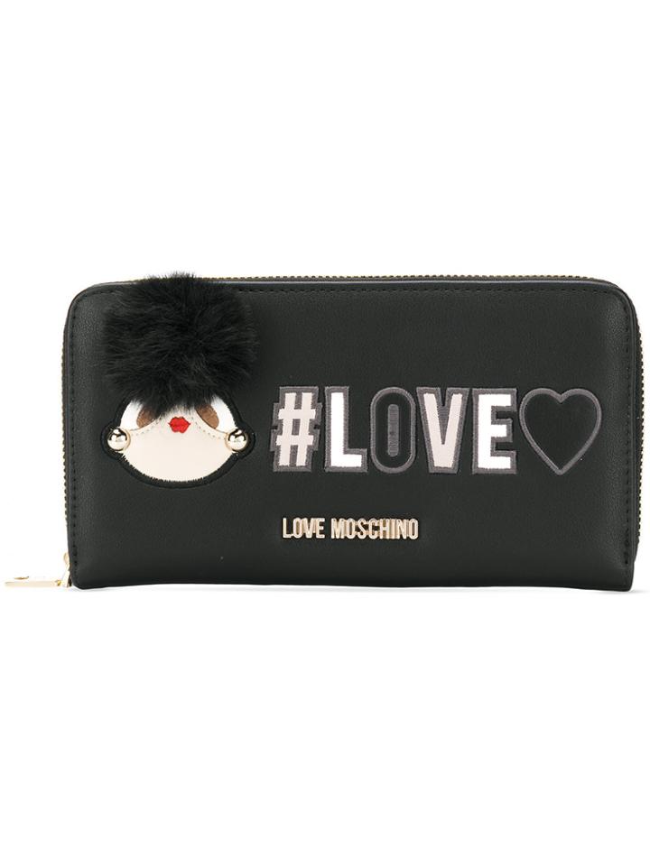 Love Moschino Pompom Detail Wallet - Black