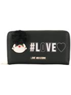 Love Moschino Pompom Detail Wallet - Black