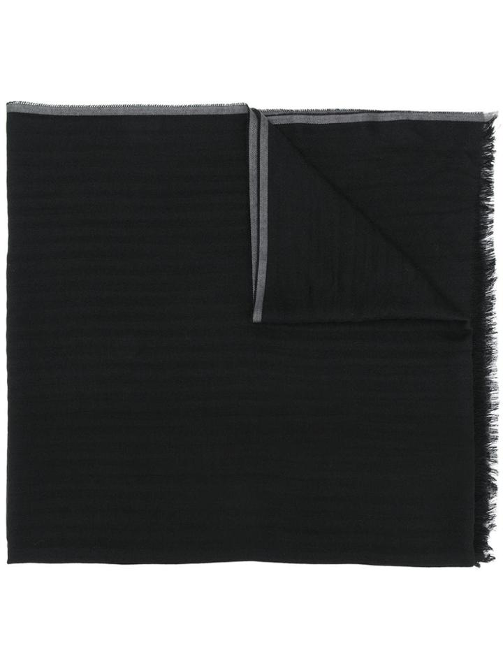 Ermenegildo Zegna Striped Detail Scarf - Black