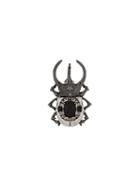 Alexander Mcqueen Beetle Crystal Embellished Brooch - Metallic