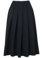 Le Ciel Bleu Raw Hem Pleated Skirt - Blue