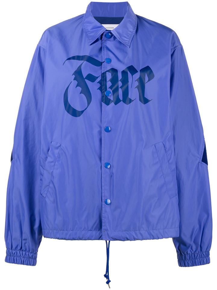 Facetasm Face Printed Coach Jacket - Blue