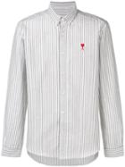 Ami Paris Button-down Shirt Ami De Coeur Patch - Grey