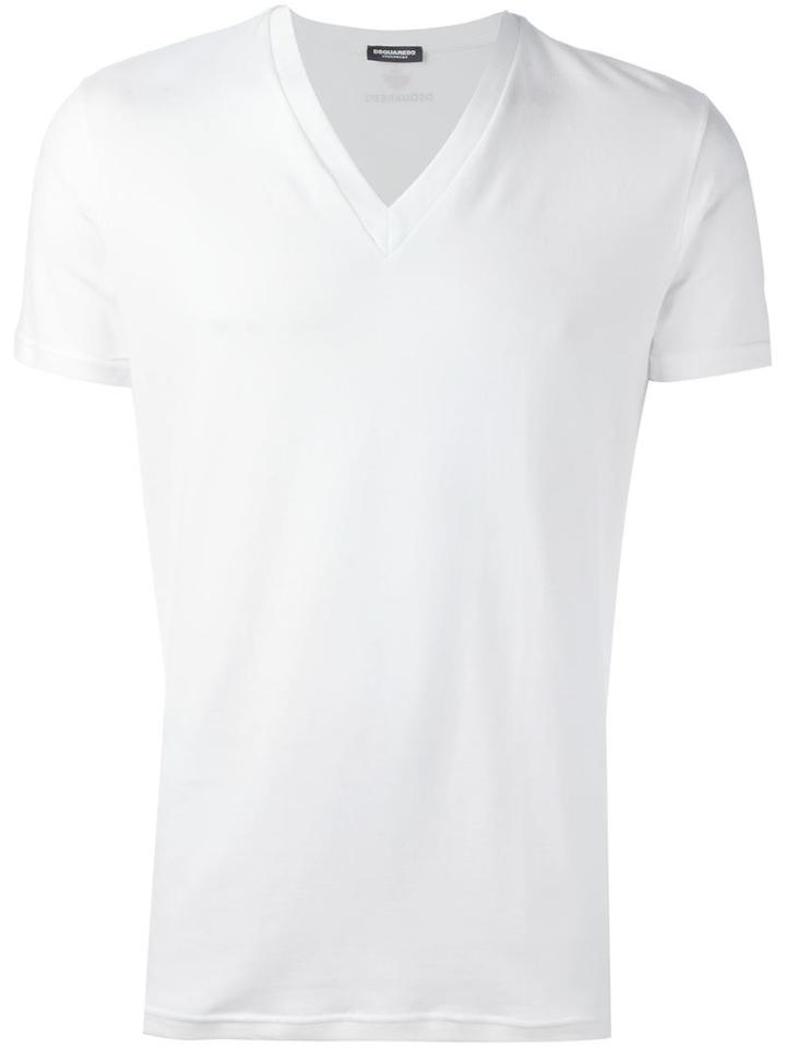 Dsquared2 Basic V-neck T-shirt, Men's, Size: Small, White, Cotton/spandex/elastane