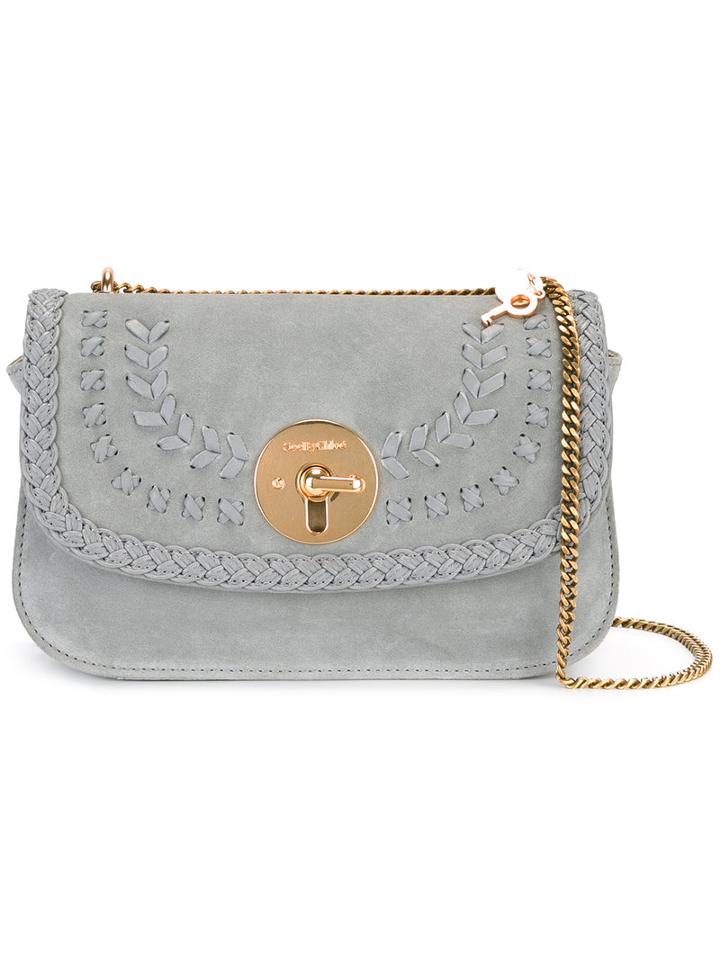 See By Chloé Lace Detail Shoulder-bag, Women's, Grey, Calf Suede/cotton