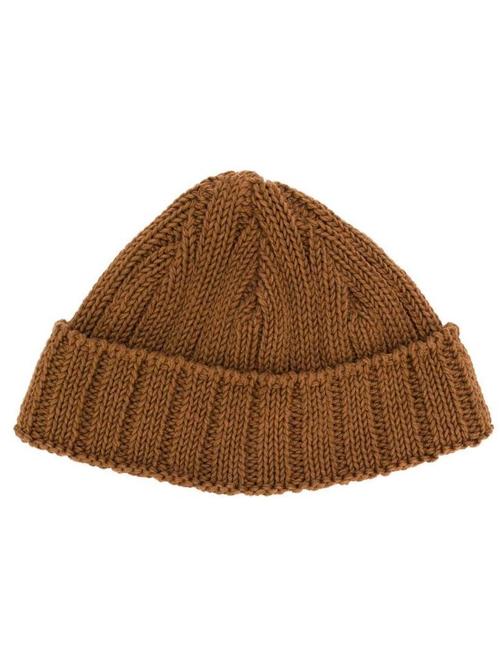 Ami Paris Ribbed Beanie - Brown