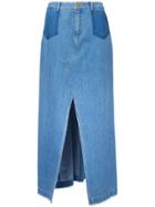 Sea Front Slit Maxi Skirt - Blue