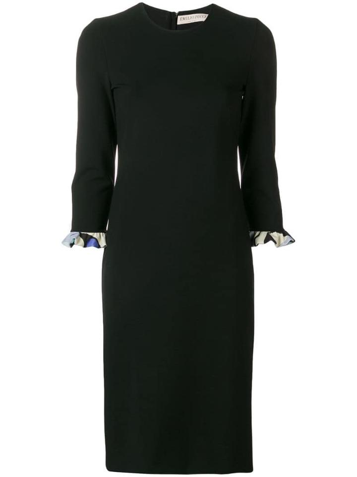 Emilio Pucci Black Fitted Dress With Alex Print Cuffs