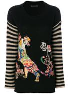 Etro - Embroidered Tiger Jumper - Women - Polyester/viscose/wool - 42, Black, Polyester/viscose/wool