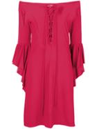 Fisico Flared Sleeves Midi Dress - Pink & Purple