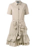 Boutique Moschino Ruffled Shirt Dress, Women's, Size: 42, Nude/neutrals, Cotton/other Fibres