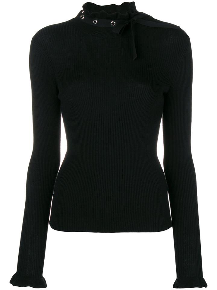 Red Valentino Bow Ribbed Jumper - Black