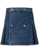 Matthew Adams Dolan Pleated Denim Mini Skirt - Blue