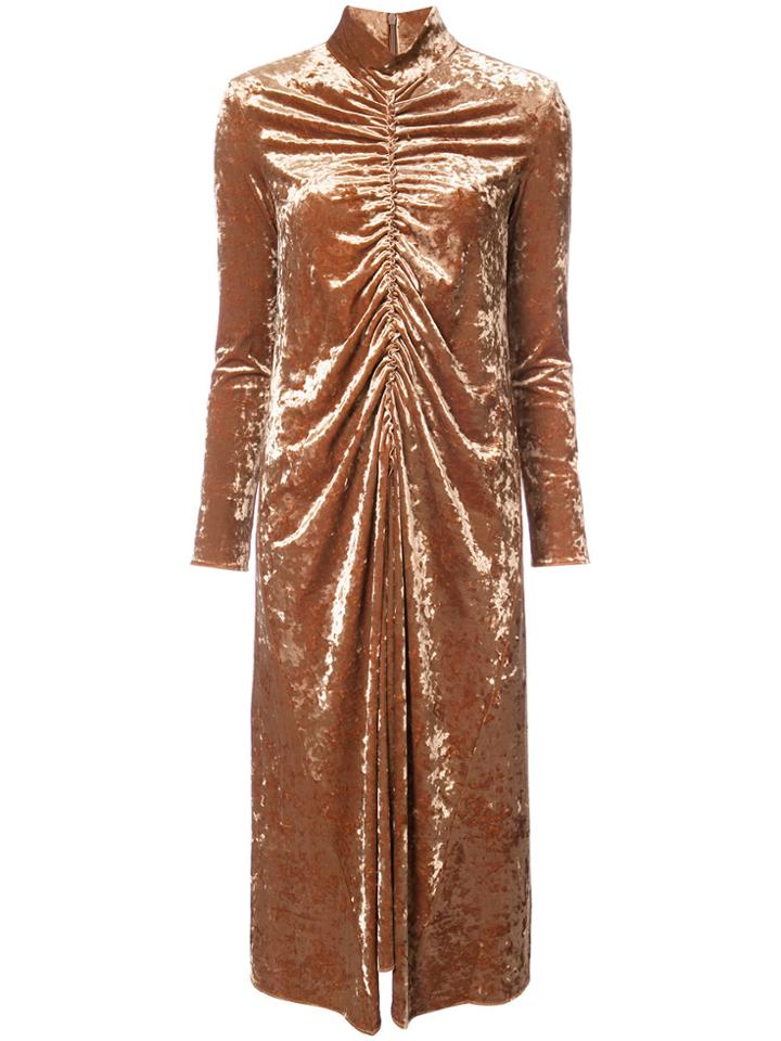 Tibi Ruched Front Dress - Brown