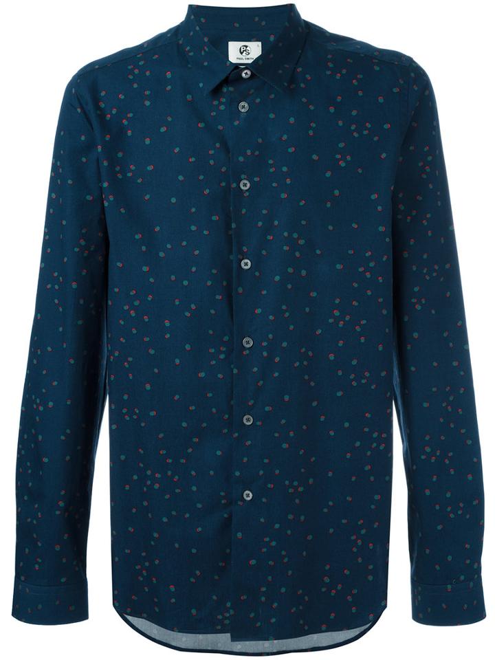 Ps By Paul Smith Allover Dots Print Shirt, Men's, Size: Large, Blue, Cotton