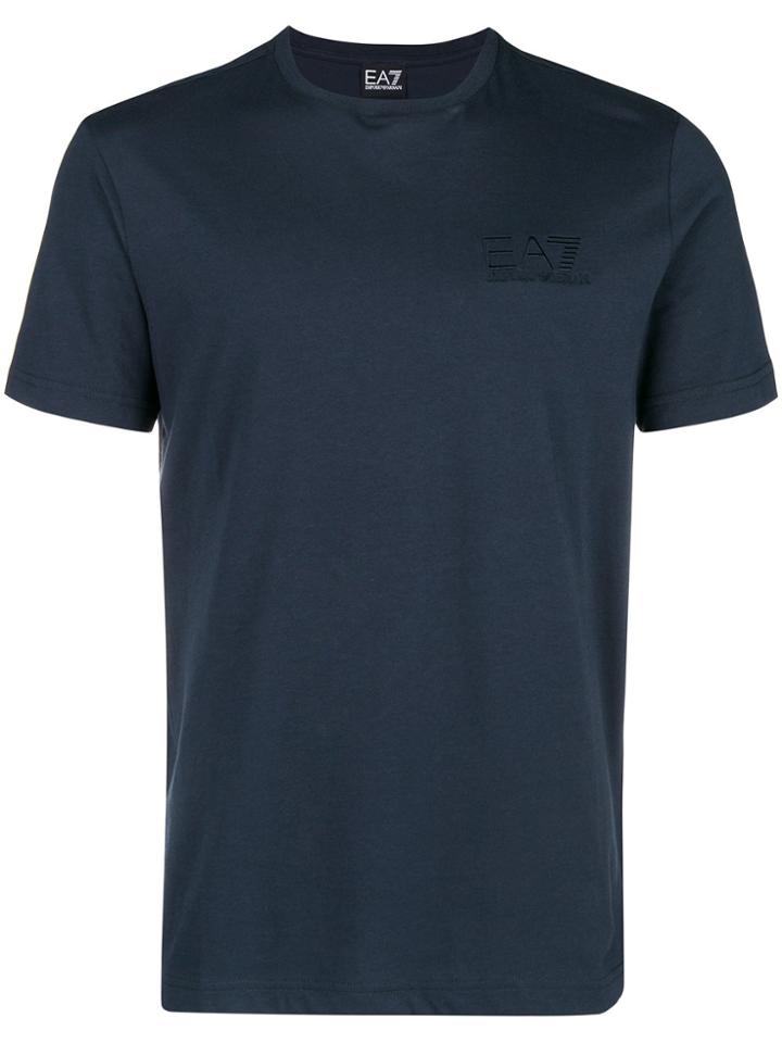 Ea7 Emporio Armani Logo Embroidered T-shirt - Blue