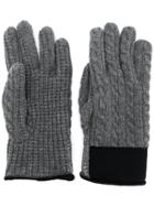 Moncler Cable Knit Logo Gloves - Grey