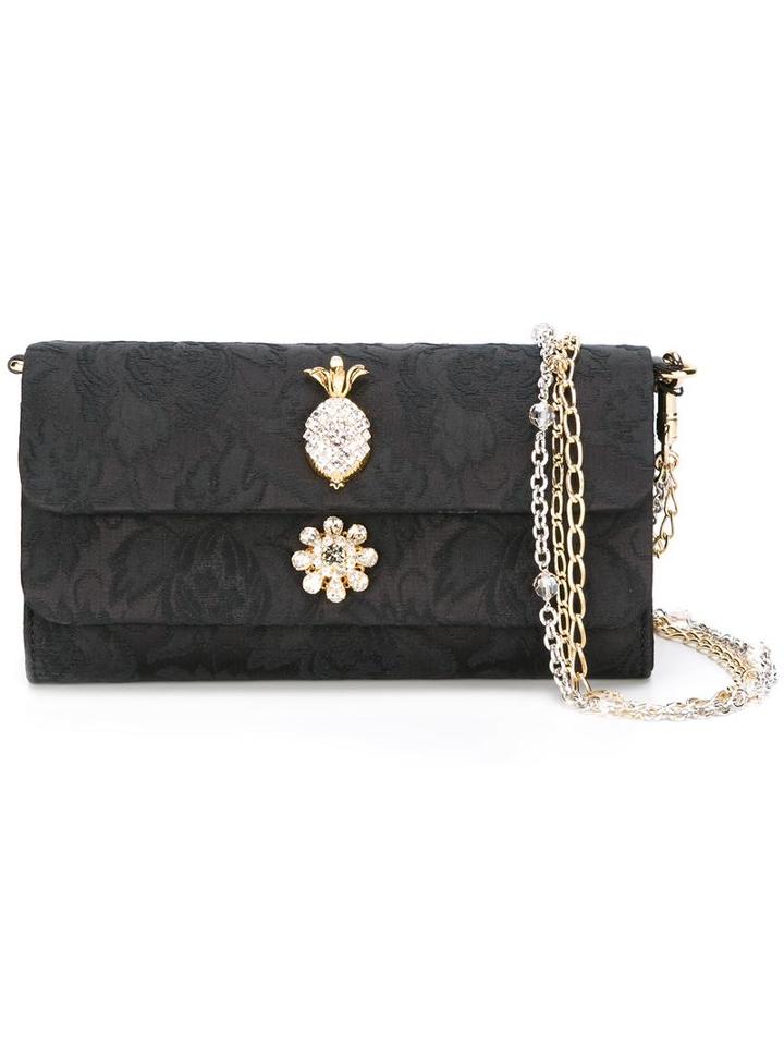 Dorine Clutch, Women's, Black, Polyester/glass/metal (other), Dolce & Gabbana
