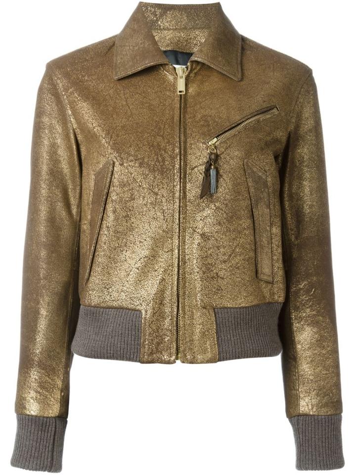 Golden Goose Deluxe Brand Metallic (grey) Leather Jacket, Women's, Size: Small, Leather/cupro/viscose
