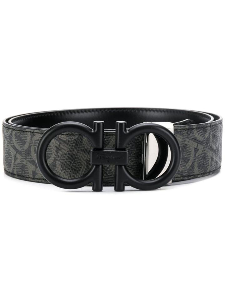 Salvatore Ferragamo Adjustable Gancini Belt - Grey