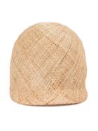 Sacai Straw Cap, Women's, Nude/neutrals, Calf Leather/vegetable Fibres