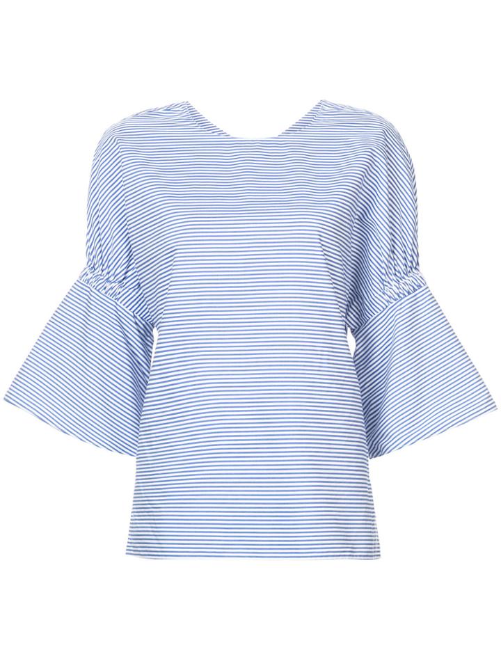 Tibi Shirred Sleeve Tee - Blue
