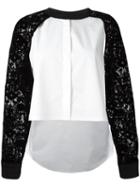Dkny Raglan Lace Sleeve Shirt, Women's, Size: Medium, White, Cotton/spandex/elastane/nylon/viscose