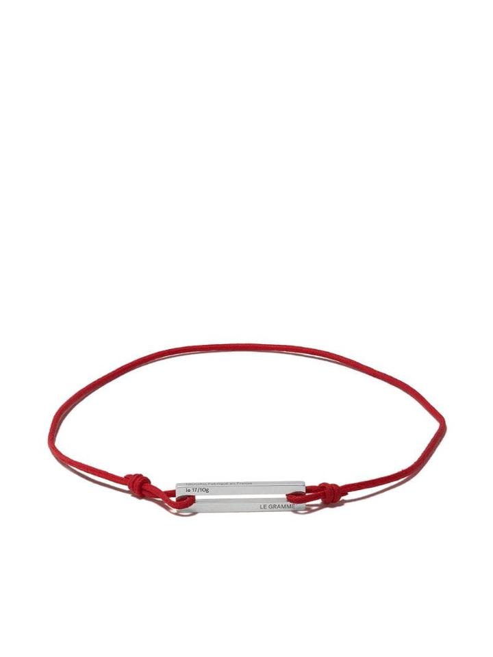 Le Gramme 17/10g Cord Bracelet - Silver/red
