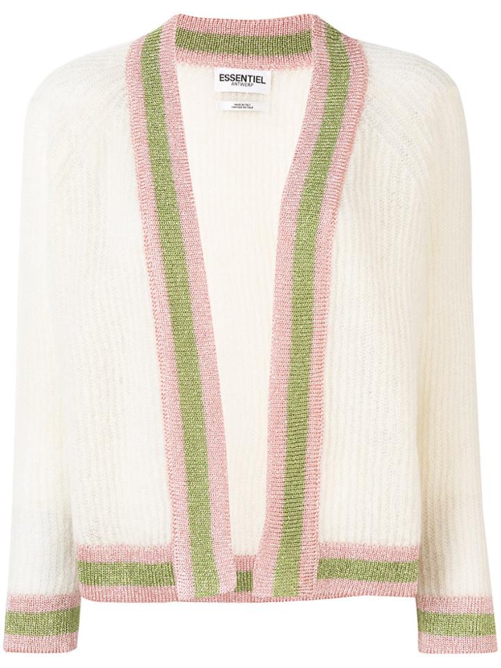 Essentiel Antwerp Stripe Trim Cardigan - Nude & Neutrals