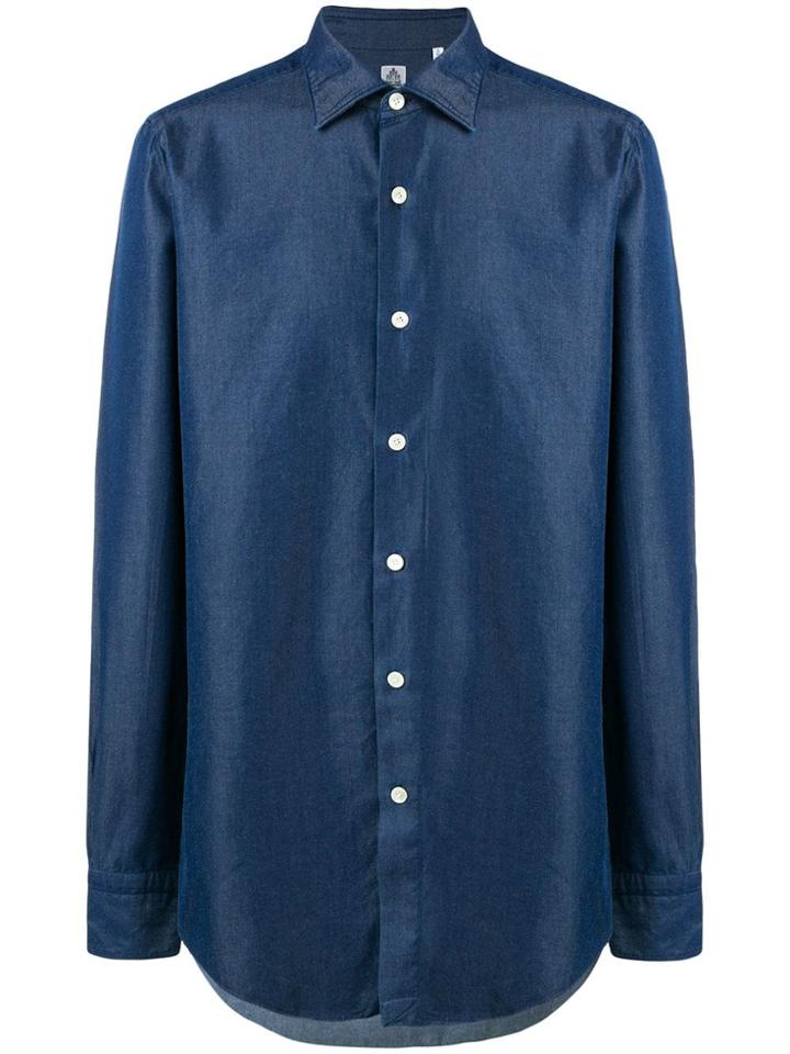 Finamore 1925 Napoli Contrast Button Shirt - Blue