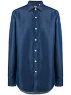 Finamore 1925 Napoli Contrast Button Shirt - Blue