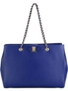 Salvatore Ferragamo Vara Tote, Women's, Blue, Metal Other/calf Leather