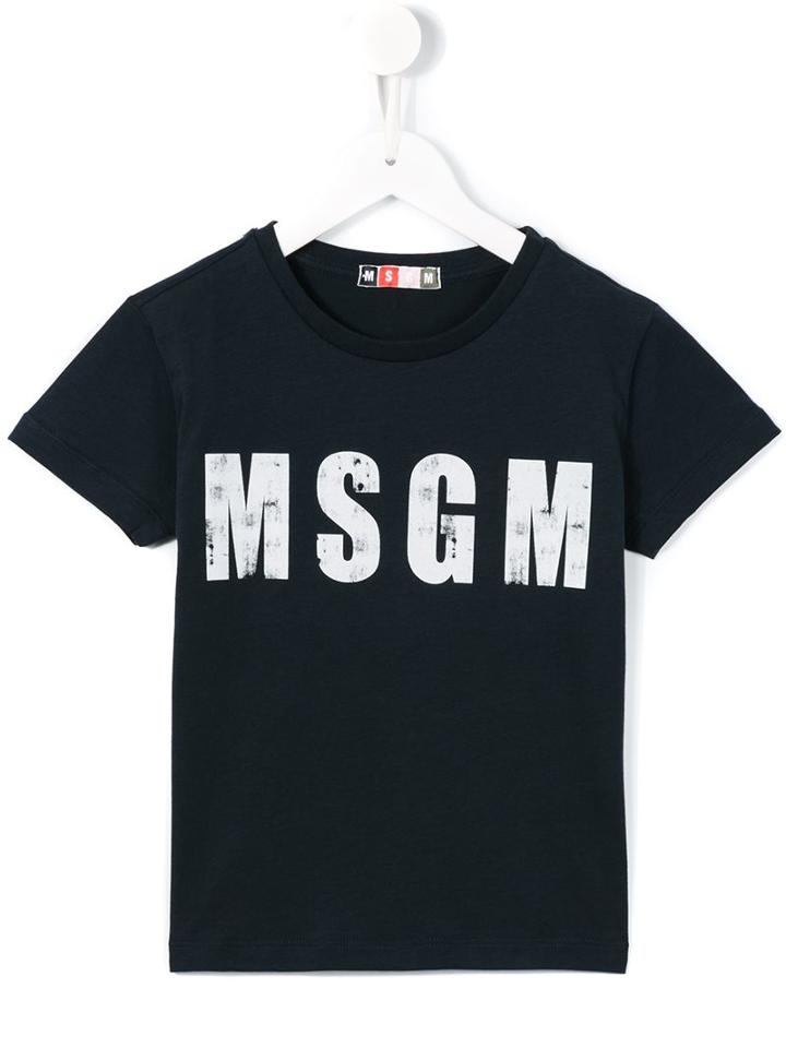 Msgm Kids Logo Print T-shirt, Girl's, Size: 6 Yrs, Blue