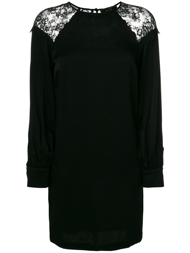 Ki6 Shift Dress With Lace Shoulder Insets - Black