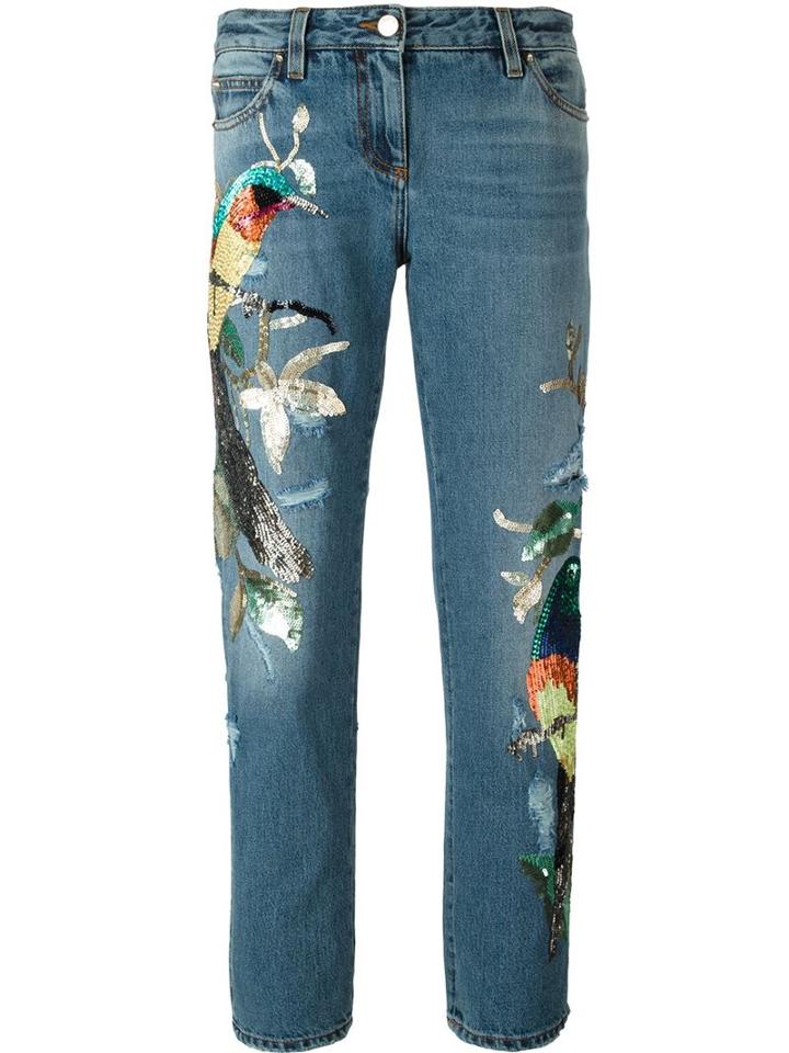 Roberto Cavalli Sequinned Jeans, Women's, Size: 38, Blue, Cotton