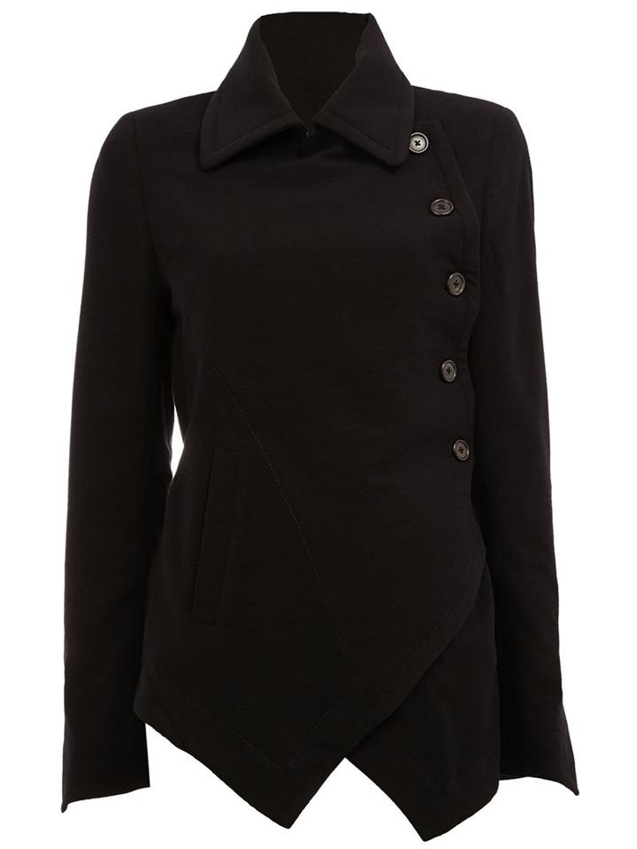 Ann Demeulemeester Off Centre Buttoned Jacket, Women's, Size: 34, Black, Nylon/spandex/elastane/rayon/virgin Wool