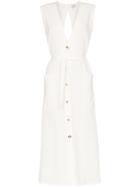 Le Kasha Luxor Button Down Linen Dress - White