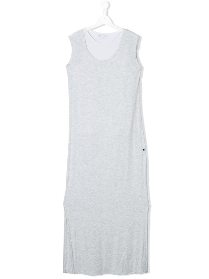 Dkny Kids - Logo Print Tank Dress - Kids - Spandex/elastane/viscose - 16 Yrs, Grey