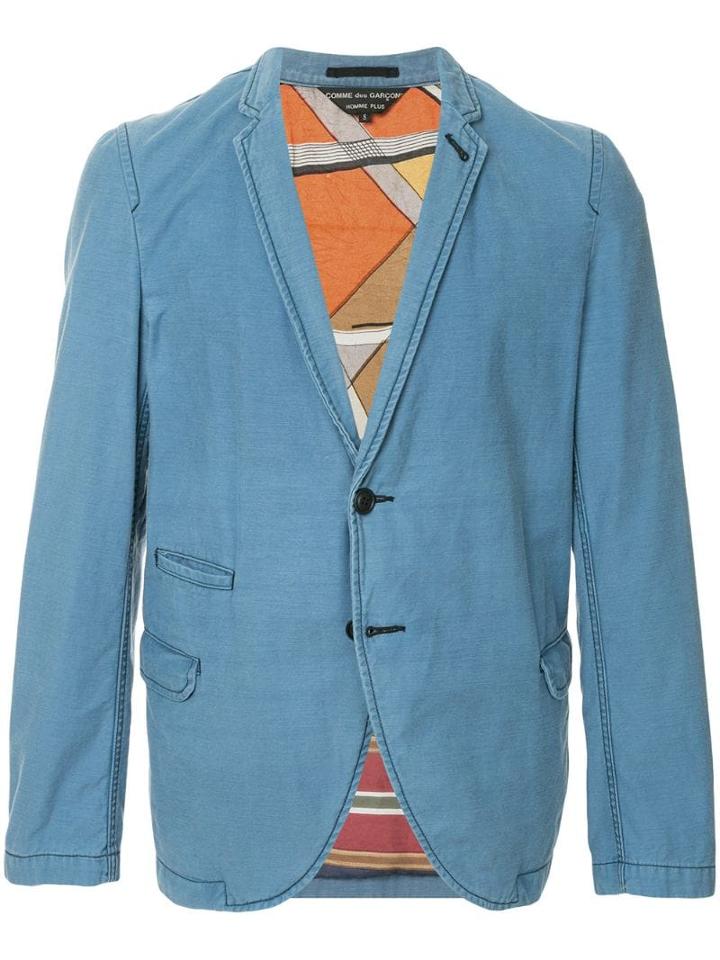 Comme Des Garçons Pre-owned Scarf Lined Slim Jacket - Blue
