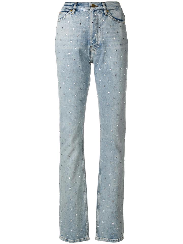 Alexandre Vauthier Embellished Straight Leg Jeans - Blue