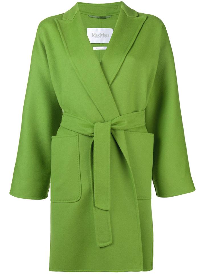 Max Mara Wrap-aroud Belted Coat - Green