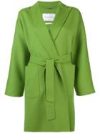 Max Mara Wrap-aroud Belted Coat - Green
