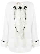 Ermanno Scervino Frill Embroidered Blouse - White