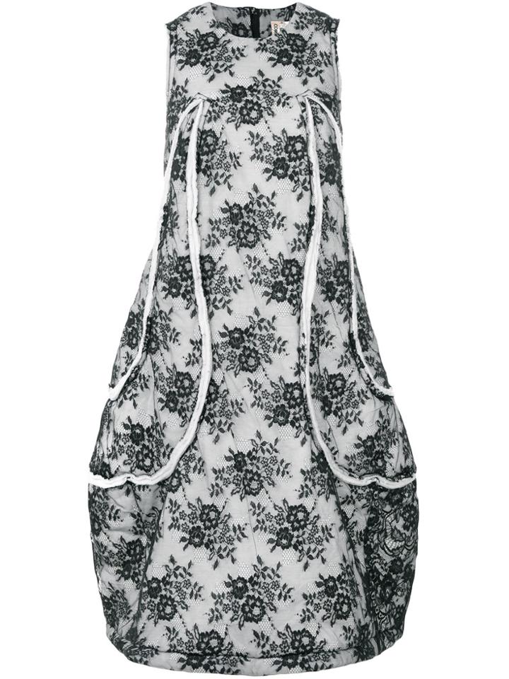 Comme Des Garçons Floral Flared Dress - Grey