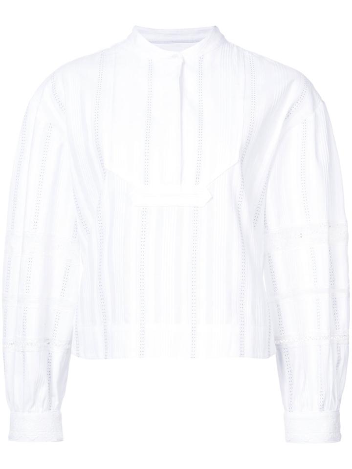 Derek Lam Cropped Tuxedo Shirt With Lace Insets - White