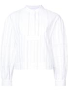 Derek Lam Cropped Tuxedo Shirt With Lace Insets - White