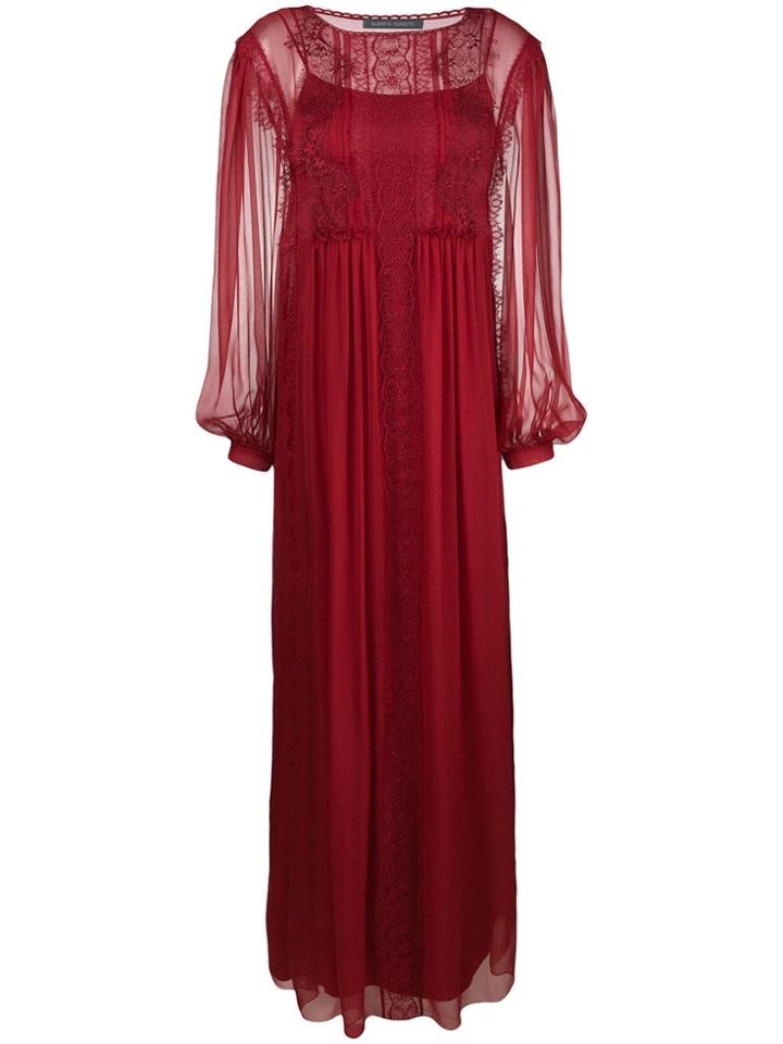 Alberta Ferretti Lace Inserts Long Dress - Red
