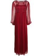 Alberta Ferretti Lace Inserts Long Dress - Red