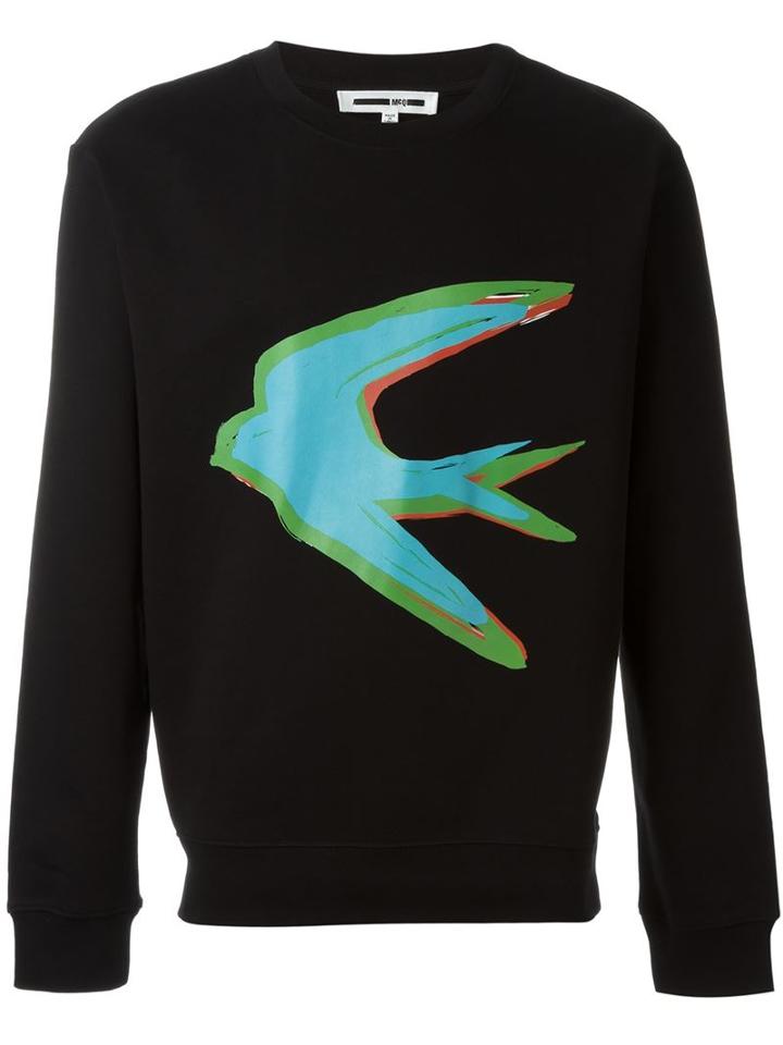 Mcq Alexander Mcqueen Swallow Print Sweatshirt, Men's, Size: S, Black, Cotton